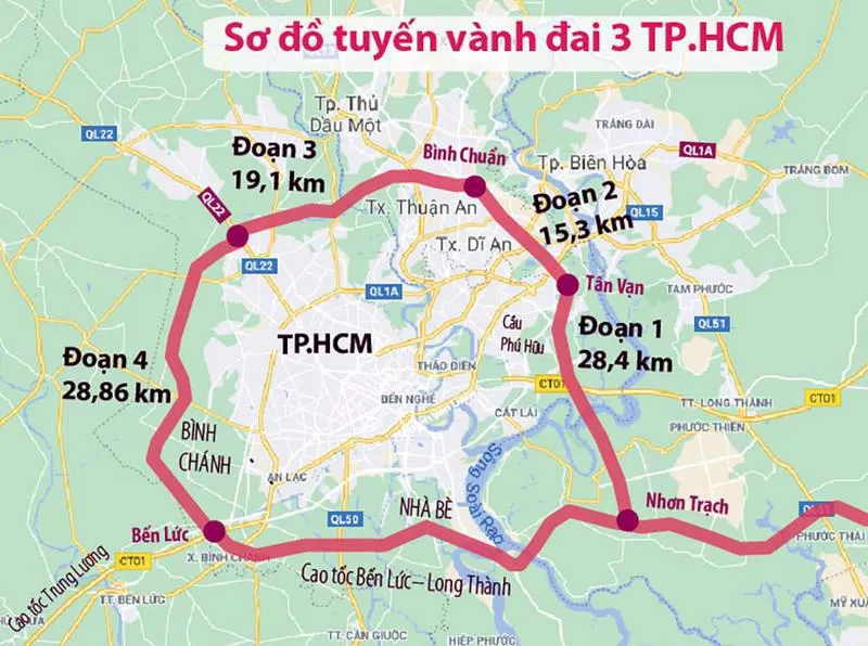 Bản đồ tuyến vành đai 3 TP.Hồ Chí Minh